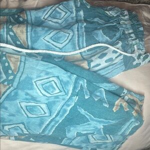 Blue Patterned Jogger Pants